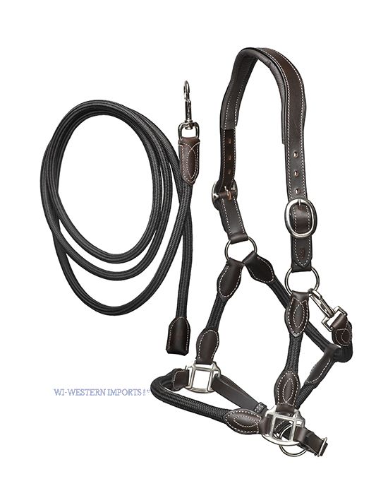 WESTERN IMPORTS® Anatomisches Halfter mit Führstrick